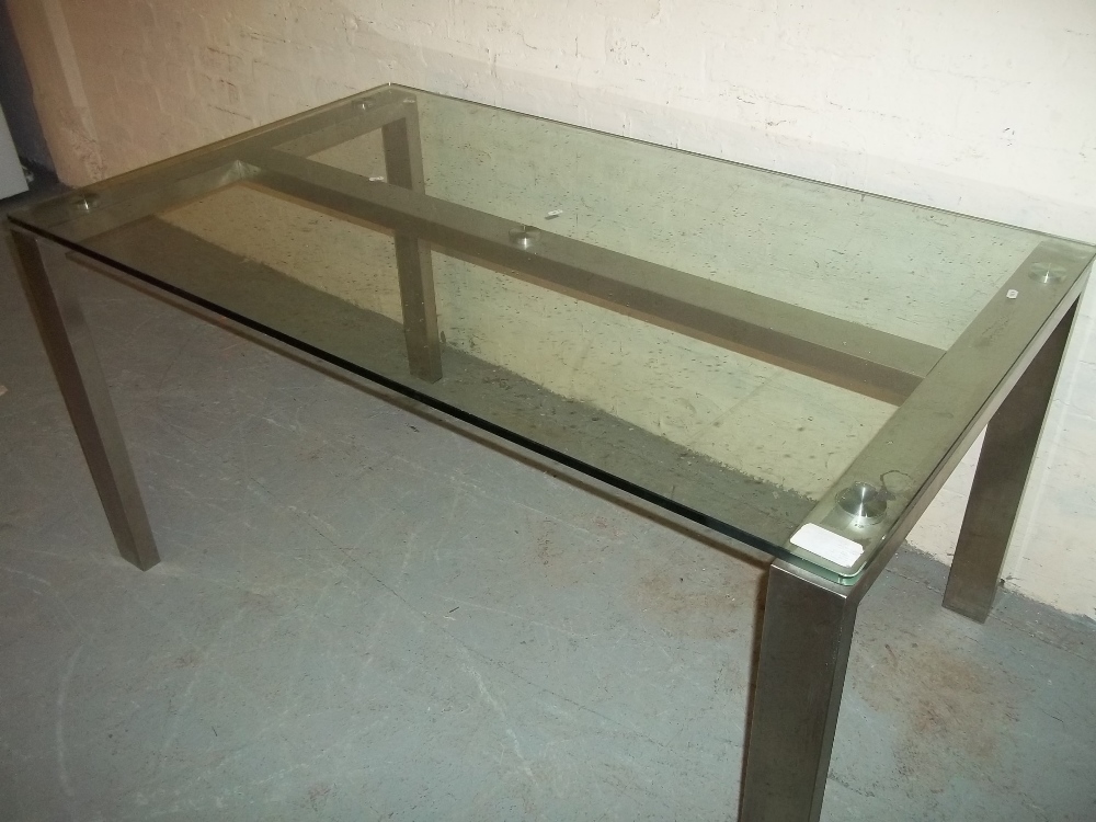 A GLASS TOPPED DINING TABLE - Image 2 of 2