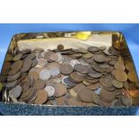 A TIN OF OLD COINS TO INCLUDE GEORGE III PENNIES