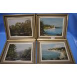 FOUR FRAMED OILS DEPICTING SEASCAPES AND RIVER SCENES ALL SIGNED GEORGE HORNE