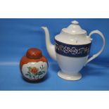 A SPODE COFFEE POT TOGETHER WITH A 1940S GINGER JAR (2)