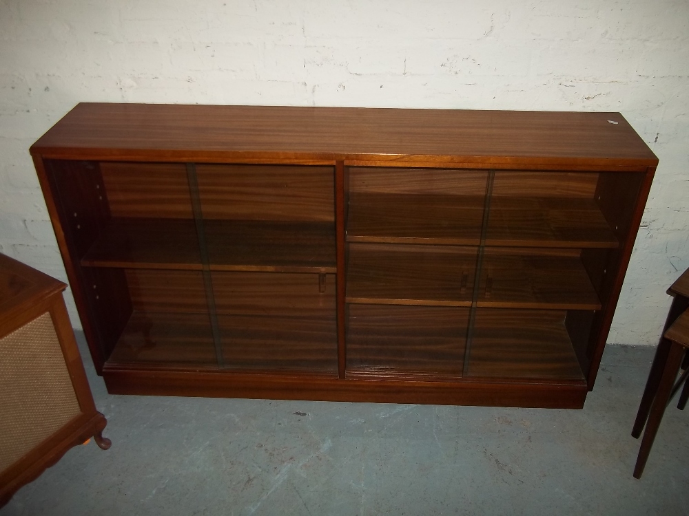 SIX ITEMS TO INCLUDE A GLAZED TEAK BOOKCASE, A NEST OF TABLES, HI-FI CABINET AND SPEAKERS ETC. - Image 2 of 2