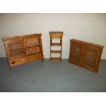 THREE SOLID PINE WALL CABINETS