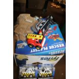 A QUANTITY OF TOY VEHICLES ETC. TO INCLUDE A RESCUE PLAYSET