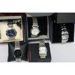 FIVE BOXED GENTLEMAN'S QUARTZ WRISTWATCHES - RENE VALENTINE, NARCO CERONI, ACCURIST, AMADEUS AND