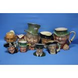 A COLLECTION OF CHARACTER JUGS TO INCLUDE CARLTONWARE, ROYAL DOULTON '"LONG JOHN SILVER'",