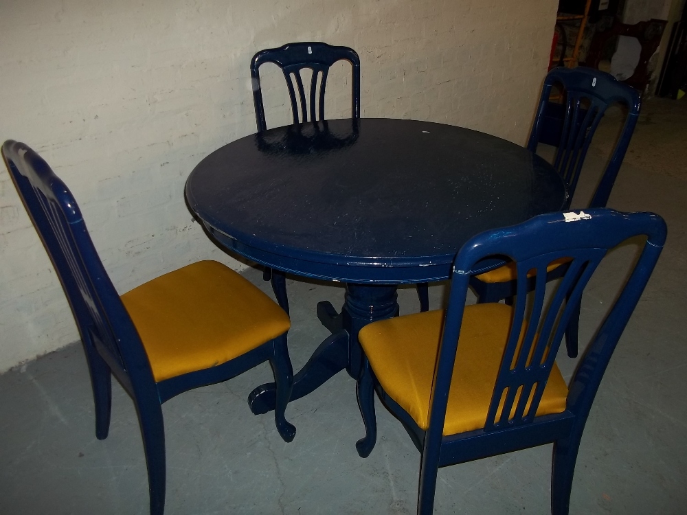 A BLUE DINING TABLE AND FOUR CHAIRS - Image 2 of 2