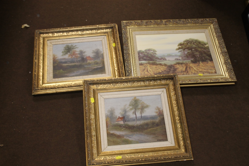 THREE FRAMED OILS OF RURAL SCENES