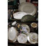 TWO TRAYS OF CERAMICS TO INCLUDE PLATES ETC.