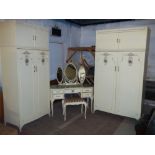 A FOUR PIECE BEDROOM SUITE WITH KIDNEY SHAPED DRESSING TABLE