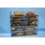 TEN DIE CAST GERMAN WWII TANKS TO INCLUDE JAG D PANTHER, PZ.KPFW VI TIGER, PANZER-JAGER, TIGER II