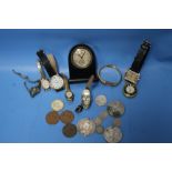 A COLLECTION OF COINS AND WATCHES