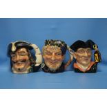 THREE ROYAL DOULTON CHARACTER JUGS TO INCLUDE '"CAPTAIN HENRY MORGAN'", '"NIGHT WATCHMAN'" AND '"