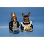 TWO BOXED ROYAL DOULTON '"BUNNYKINS'" '"COUNTRY MANOR BUTLER'" AND '" COUNTRY MANOR MAID'" (2)