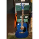 A STRETTON CAYNE BLUE ACOUSTIC GUITAR