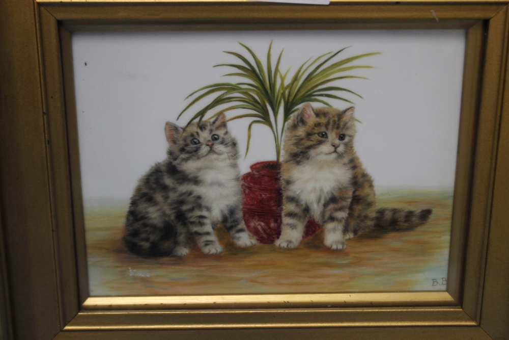 BESSIE BAMBER, OIL ON GLASS OF TWO KITTENS IN ORIGINAL GILT FRAME, 27 X 23 CM - Image 2 of 3