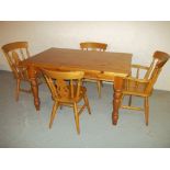 A PINE DINING SET WITH FOUR CHAIRS