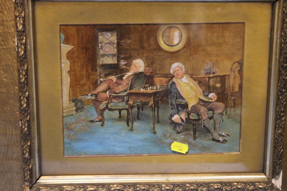 A. SCHRODER - PICTURE OF A MAN AT A TABLE SMOKING A PIPE ALONG WITH TWO LADIES AND ANOTHER SIMILAR - Image 3 of 3