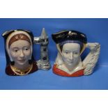 TWO ROYAL DOULTON CHARACTER JUGS - '"ANNE OF CLEVES'" AND '"CATHERINE OF ARAGON'" (2)