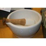 A LARGE WEDGWOOD PESTLE & MORTER