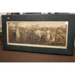 A FRAMED ENGRAVING TITLED 'THE HARVEST MOON', 111 X 55 CM