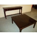 A SOFA TABLE AND A COFFEE TABLE