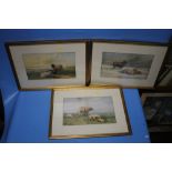 WAINWRIGHT, WATERCOLOURS OF SHEEP ON MOORLAND IN VARIOUS SEASONS (TWO DATED 1841), FRAMED AND