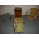 A SELECTION OF FOUR ITEMS TO INCLUDE AN ONYX NEST OF TABLES, A MERIDEW BEDSIDE ETC.