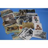 A TIN OF OLD POSTCARDS TO INCLUDE REAL PHOTOGRAPH AND TOPOGRAPHICAL TYPES