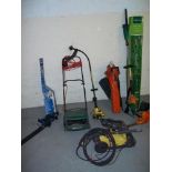 A SELECTION OF ELECTRICAL GARDEN TOOLS TO INCLUDE A MACALLISTER HEDGE TRIMMER, A MCCULLOCH PETROL