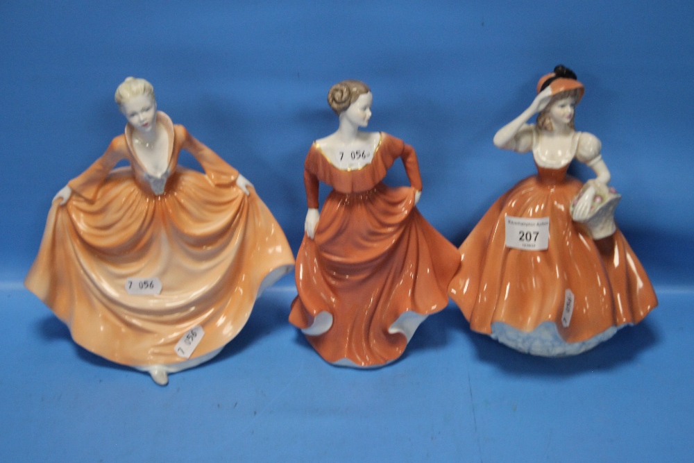 THREE COALPORT FIGURINES TO INCLUDE '"GRAND ENTRANCE'", '"GEMMA'" AND '"FLORA'" (3)