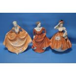 THREE COALPORT FIGURINES TO INCLUDE '"GRAND ENTRANCE'", '"GEMMA'" AND '"FLORA'" (3)