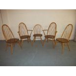 FOUR ERCOL CHAIRS AND ONE EXTRA ERCOL CHAIR (5)