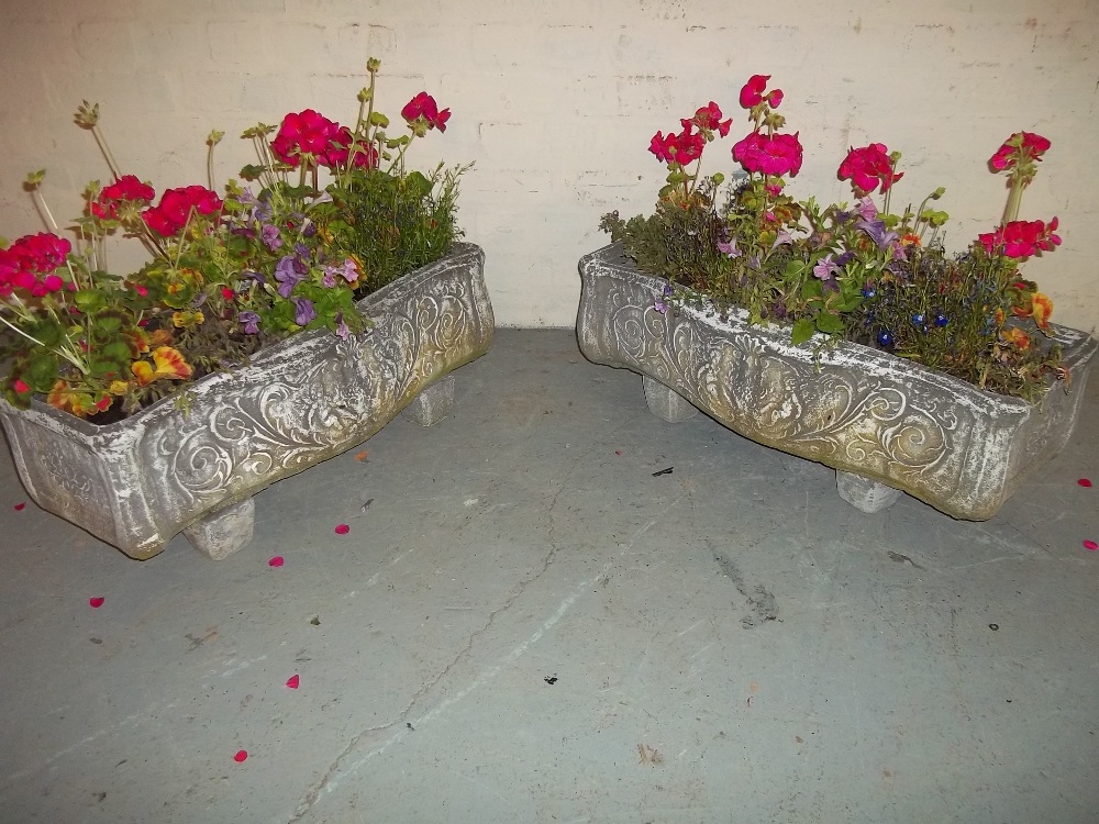 TWO CONCRETE PLANTERS