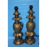 A PAIR OF LAMPS IN THE FORM OF PINEAPPLES