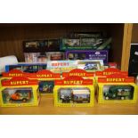 A QUANTITY OF BOXED TOY VEHICLES TO INCLUDE RUPERT, LLEDO VE DAY SPECIAL EDITION, LLEDO NORTH
