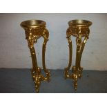 TWO GOLD PAINTED PLANT STANDS