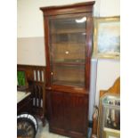 A TALL VICTORIAN MAHOGANY GLAZED BOOKCASE OF SLIM PROPORTIONS H-229 CM W-76 CM