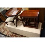 A MODERN UPHOLSTERED BLANKET BOX' STOOL' NEST OF TABLES AND AN OCCASIONAL TABLE (4)