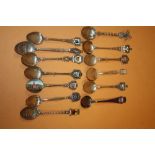 THIRTEEN SILVER SOUVENIR SPOONS - ALL MARKED .800 (APPROX 160 G)