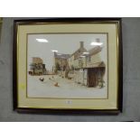 A PAIR OF FRAMED AND GLAZED PRINTS OF RURAL LANDSCAPES TOGETHER WITH A MICHAEL COOPER PRINT OF A