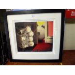 A.J. CALLAN - A FRAMED AND GLAZED MODERN NOVELTY SIGNED LIMITED EDITION PRINT ENTITLED ,CAUGHT IN