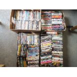 FOUR TRAYS OF DVDS