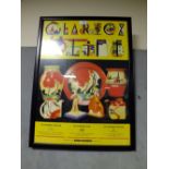 A FRAMED AND GLAZED CLARICE CLIFF POTTERY ADVERTISING POSTER
