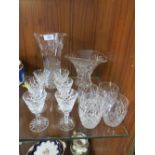 A SET OF 6 WATERFORD CRYSTAL DRINKING GLASSES TOGETHER WITH 4 SIMILAR TUMBLERS AND 2 VASES (12)