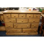 A PINE 13 DRAWER MULTI DRAWER CHEST H-84 CM W-119 CM