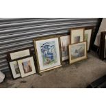 A QUANTITY OF ASSORTED 20TH CENTURY WATERCOLOURS TO INCLUDE MOUNTAINOUS SCENES' LANDSCAPES ETC.