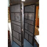 A COLONIAL STYLE THREE FOLD HARDWOOD SCREEN H-75 CM W-210 CM