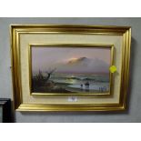 A GILT FRAMED OIL ON BOARD DEPICTING A MOUNTAINOUS SCENE SIGNED H. SOPEND;