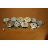 TEN VINTAGE MENS WRISTWATCH MOVEMENTS