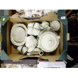 A BOX OF ROYAL DOULTON ,SOMERSET, PATTERN TEAWARE